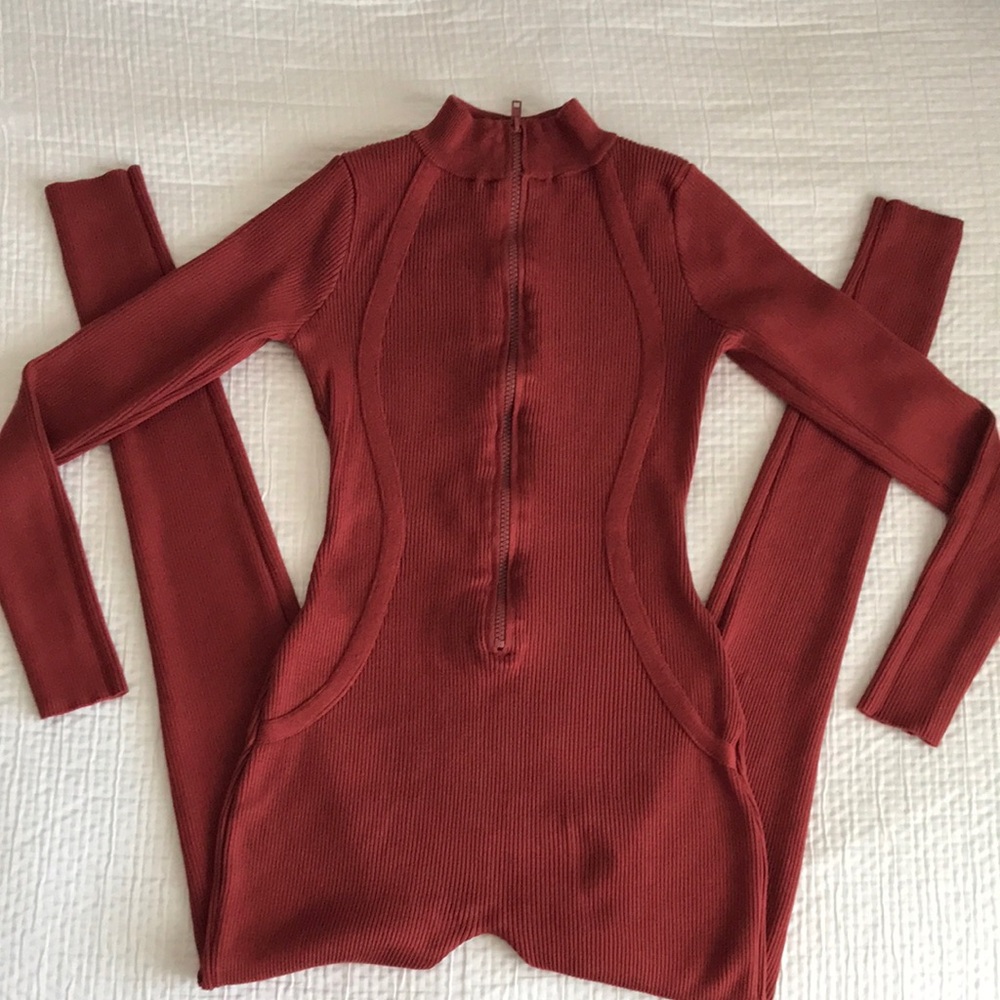 Rust Long Sleeve Ribbed Onesie